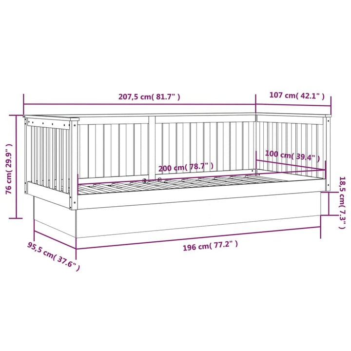 daybed 100x200 cm massivt fyrretræ gyldenbrun
