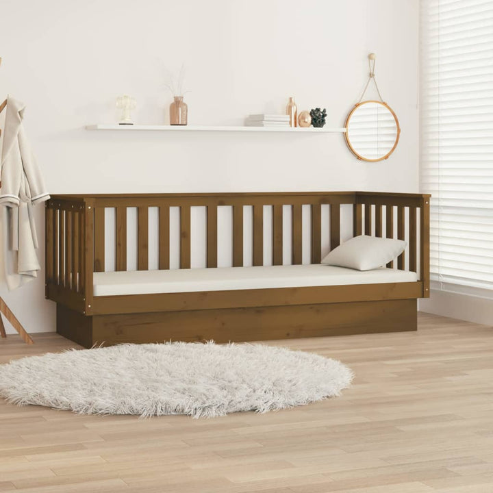 daybed 75x190 cm massivt fyrretræ gyldenbrun
