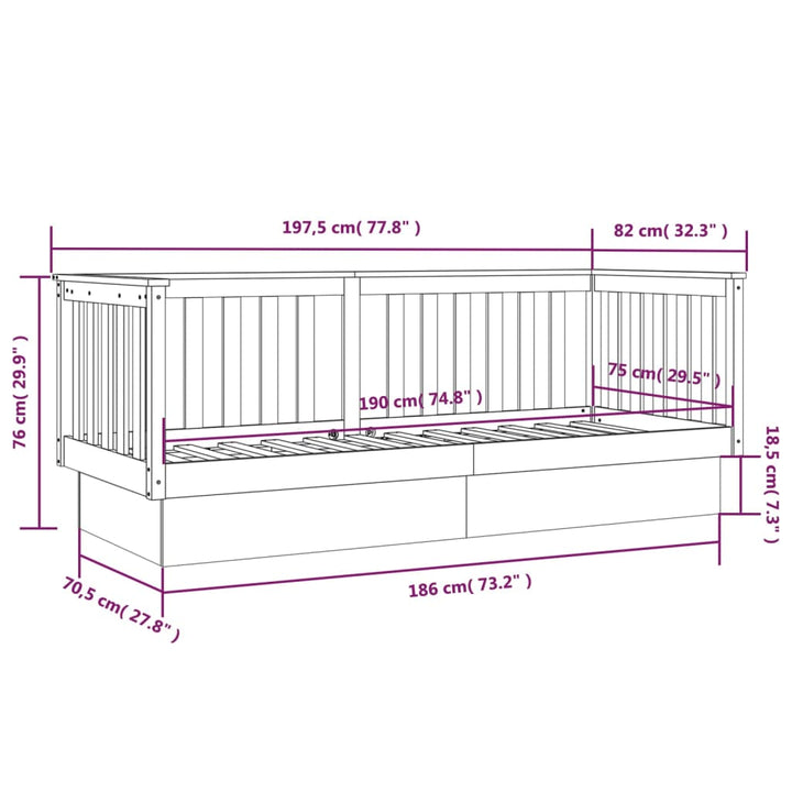 daybed 75x190 cm massivt fyrretræ gyldenbrun