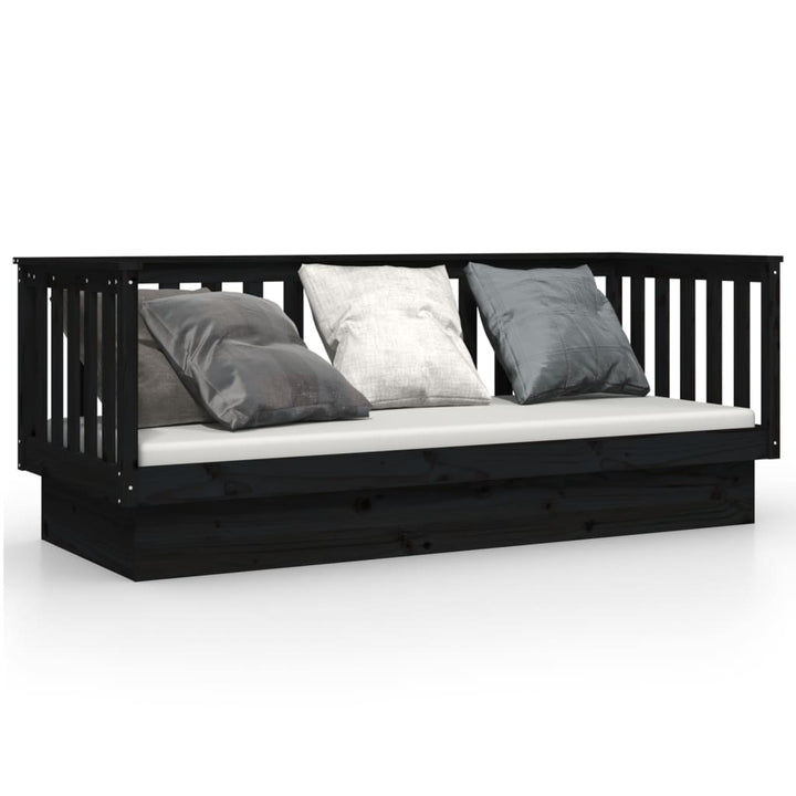 daybed 75x190 cm massivt fyrretræ sort