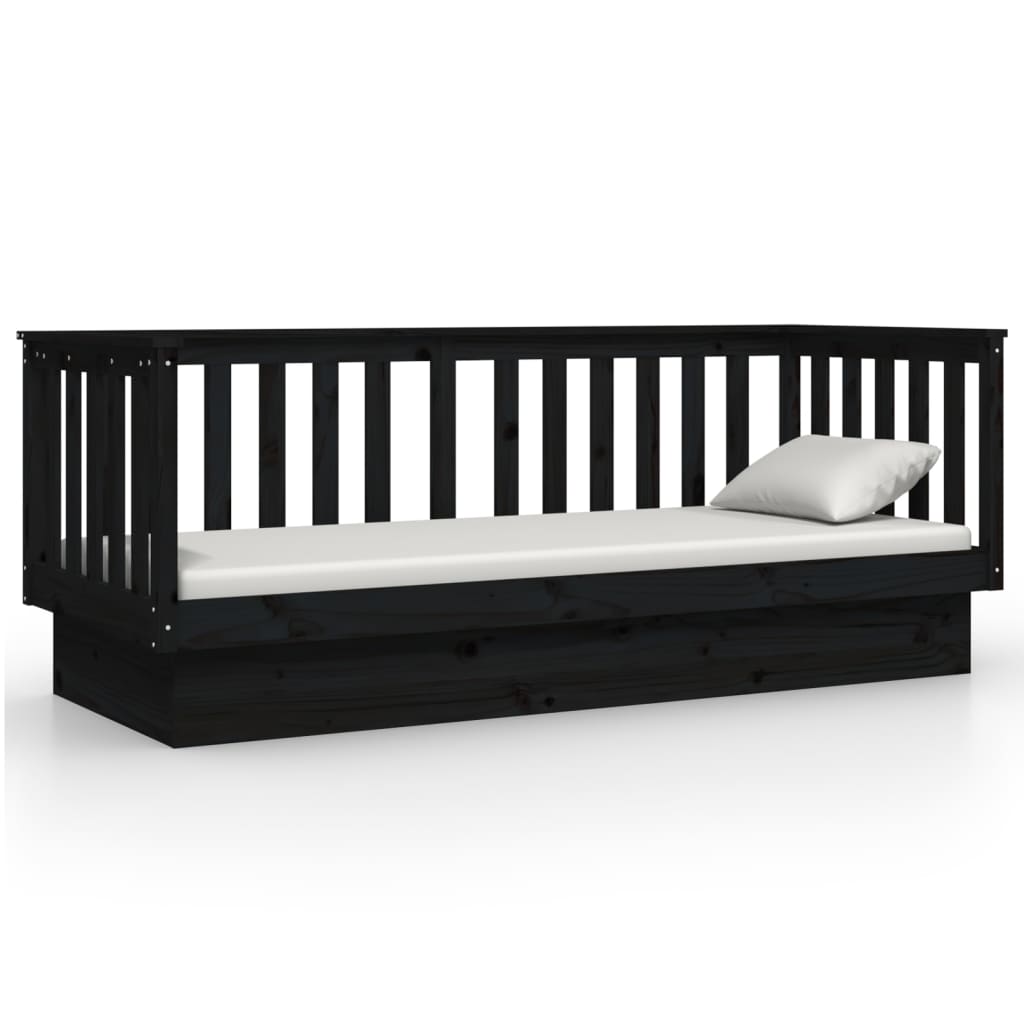 daybed 75x190 cm massivt fyrretræ sort