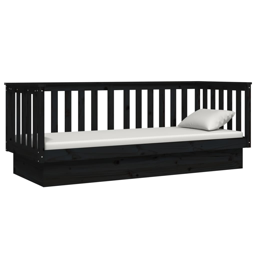 daybed 90x190 cm massivt fyrretræ sort
