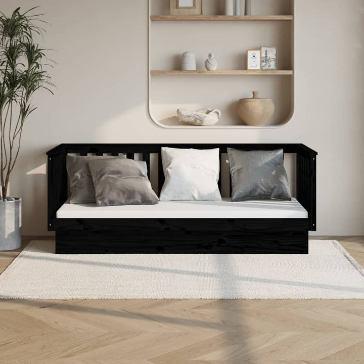 daybed 90x190 cm massivt fyrretræ sort