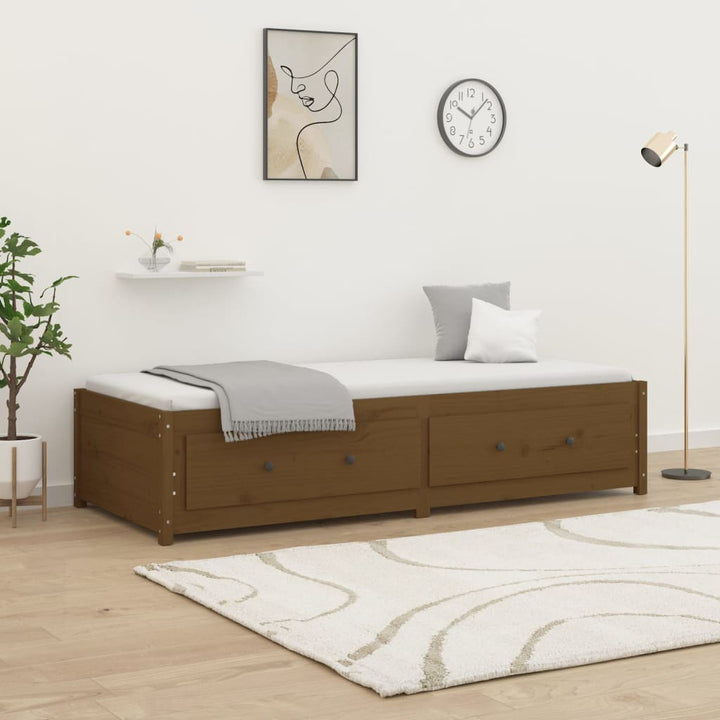 daybed 90x200 cm massivt fyrretræ gyldenbrun