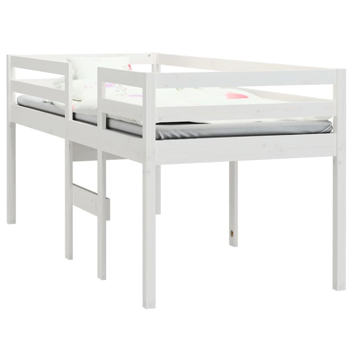 højseng 90x200 cm massivt fyrretræ hvid