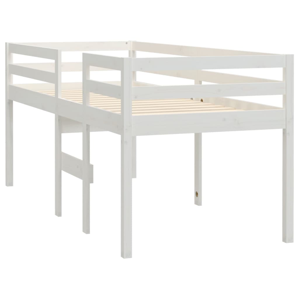 højseng 80x200 cm massivt fyrretræ hvid