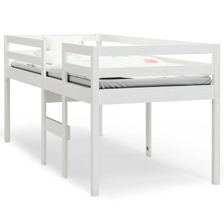 højseng 75x190 cm massivt fyrretræ hvid