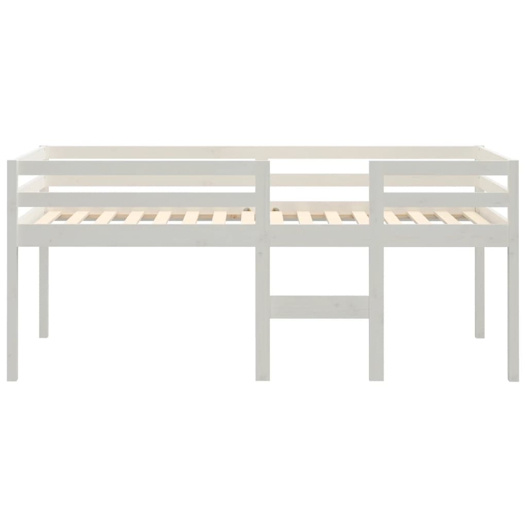 højseng 75x190 cm massivt fyrretræ hvid