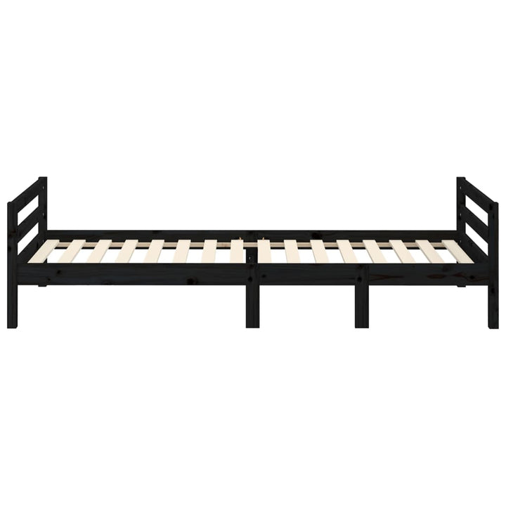 sengestel 75x190 cm massivt fyrretræ sort