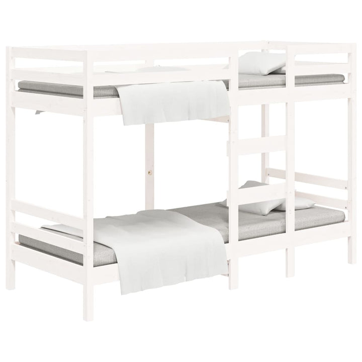 køjeseng 90x200 cm massivt fyrretræ hvid