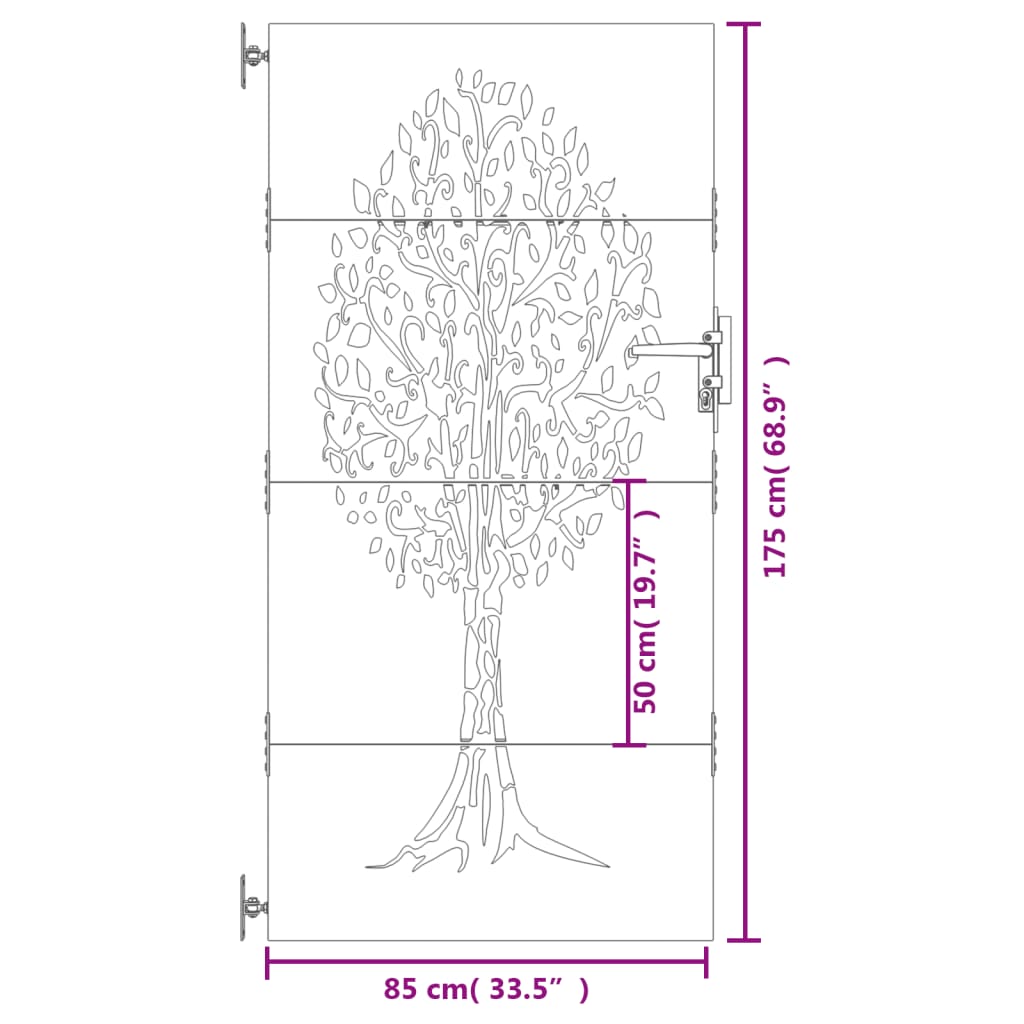 havelåge 85x175 cm cortenstål trædesign