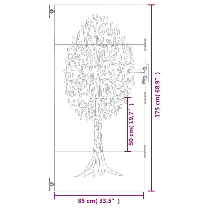 havelåge 85x175 cm cortenstål trædesign