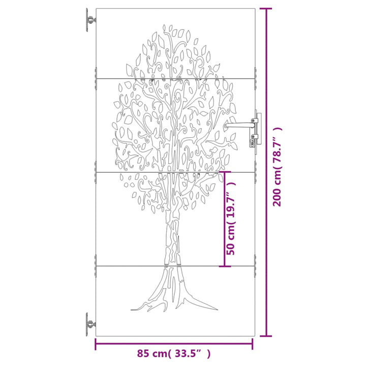 havelåge 85x200 cm cortenstål trædesign