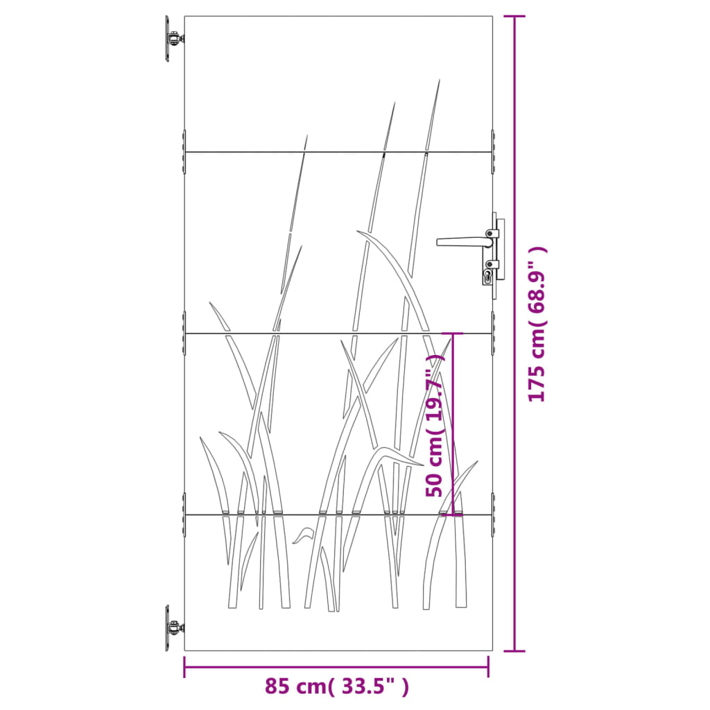 havelåge 85x175 cm cortenstål græsdesign