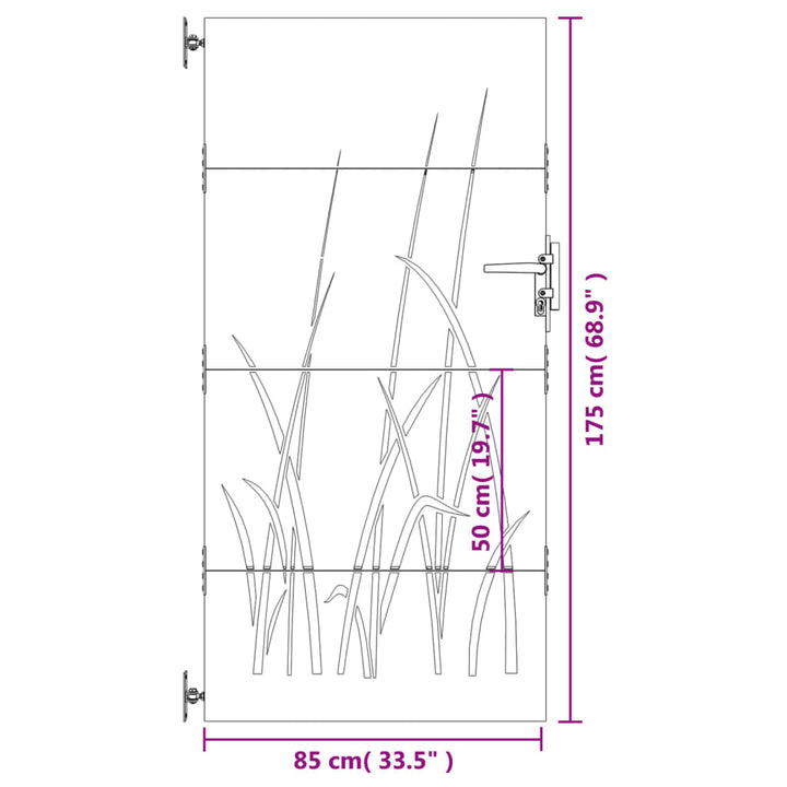 havelåge 85x175 cm cortenstål græsdesign