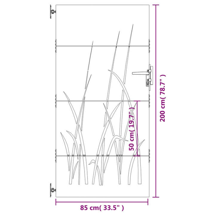 havelåge 85x200 cm cortenstål græsdesign