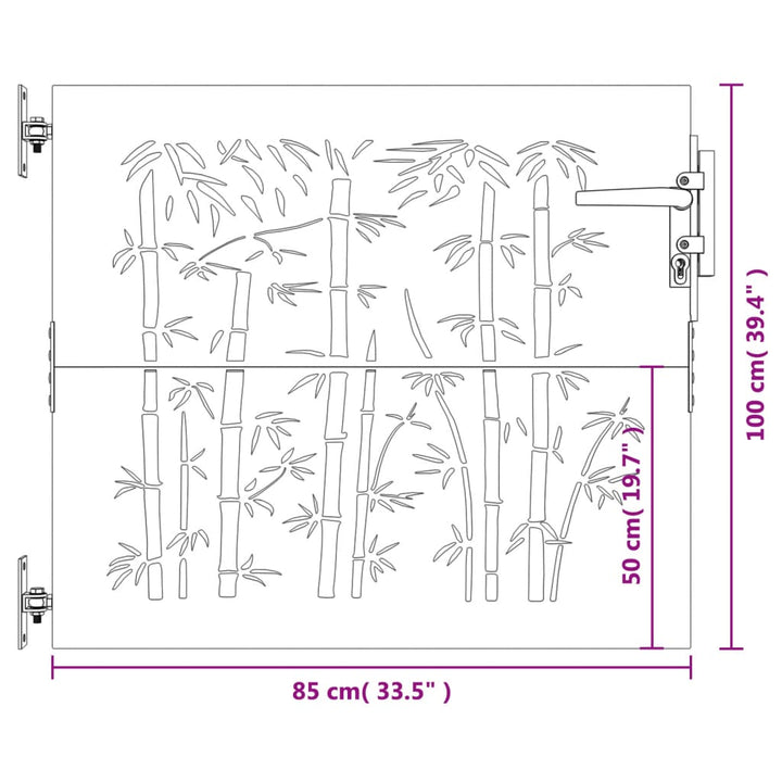 havelåge 85x100 cm cortenstål bambusdesign