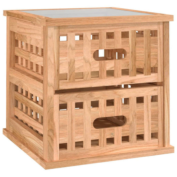 sengebord 34x34x34 cm massivt valnøddetræ