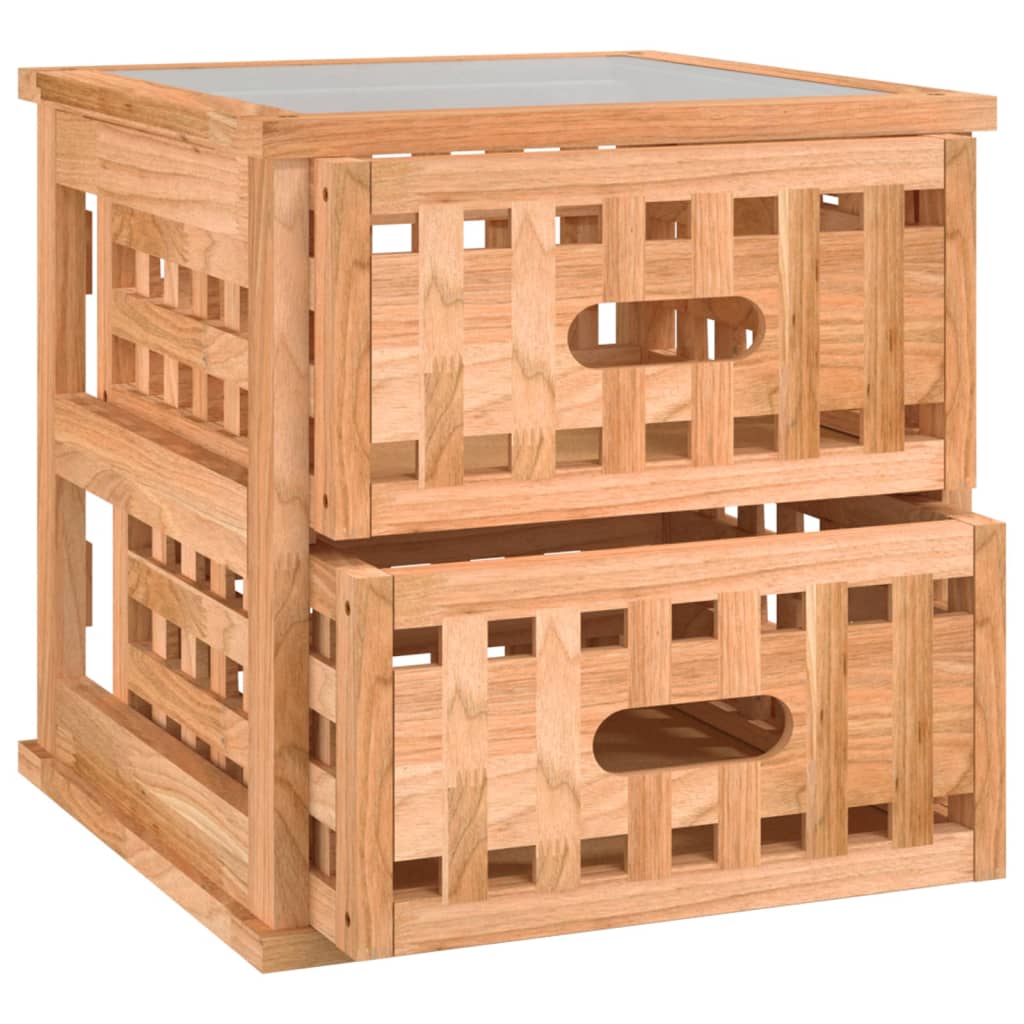 sengeborde 2 stk. 34x34x34 cm massivt valnøddetræ