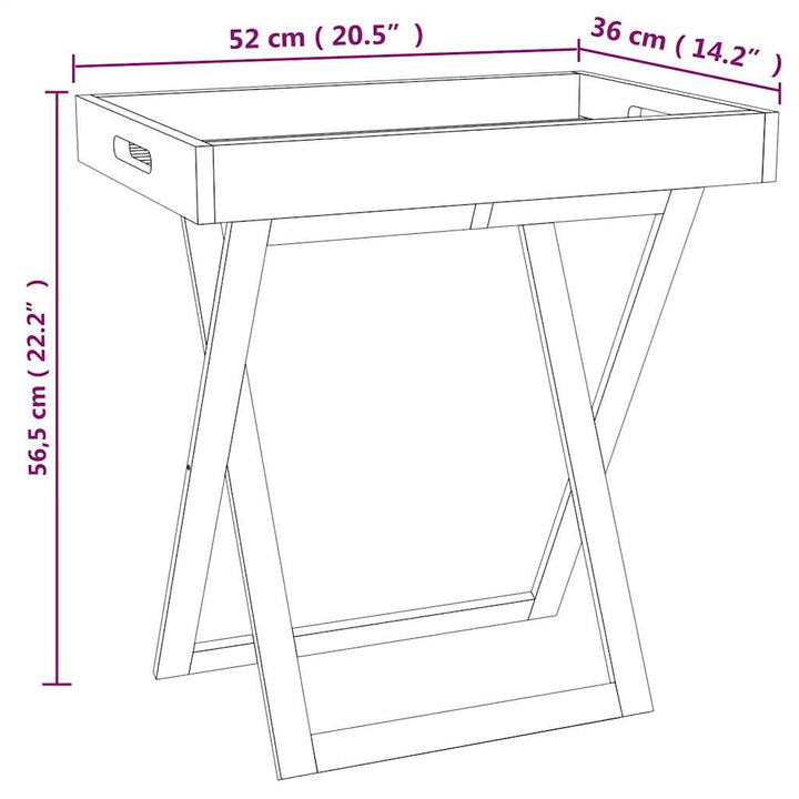 foldbart bakkebord 52x36x56,5 cm massivt valnøddetræ