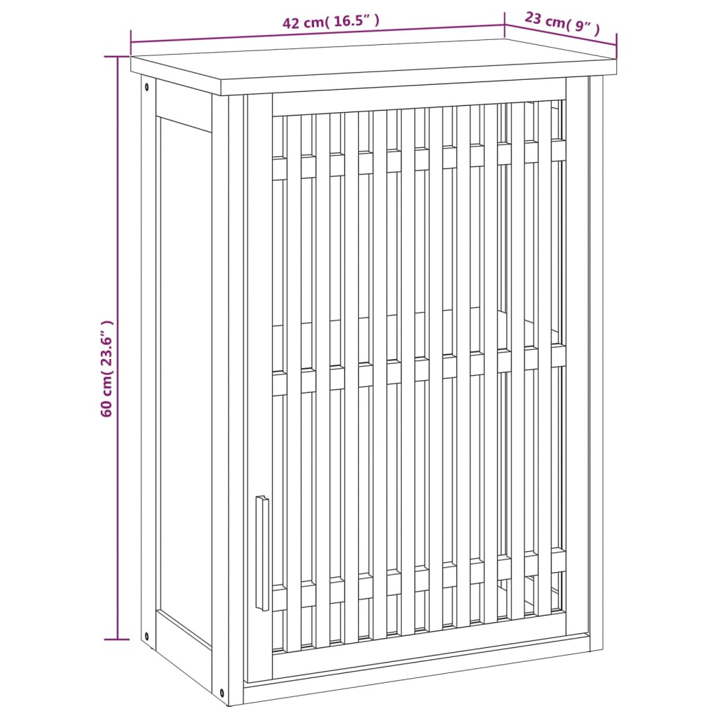 væghængt badeværelsesskab 42x23x60 cm massivt valnøddetræ
