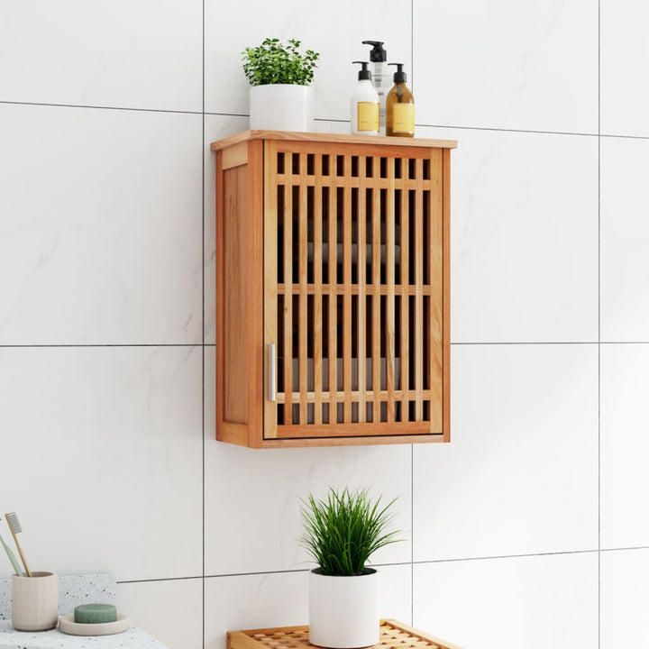 væghængt badeværelsesskab 42x23x60 cm massivt valnøddetræ