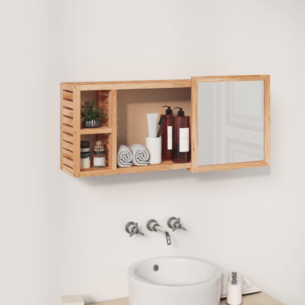 spejlskab 80x17x34 cm massivt valnøddetræ