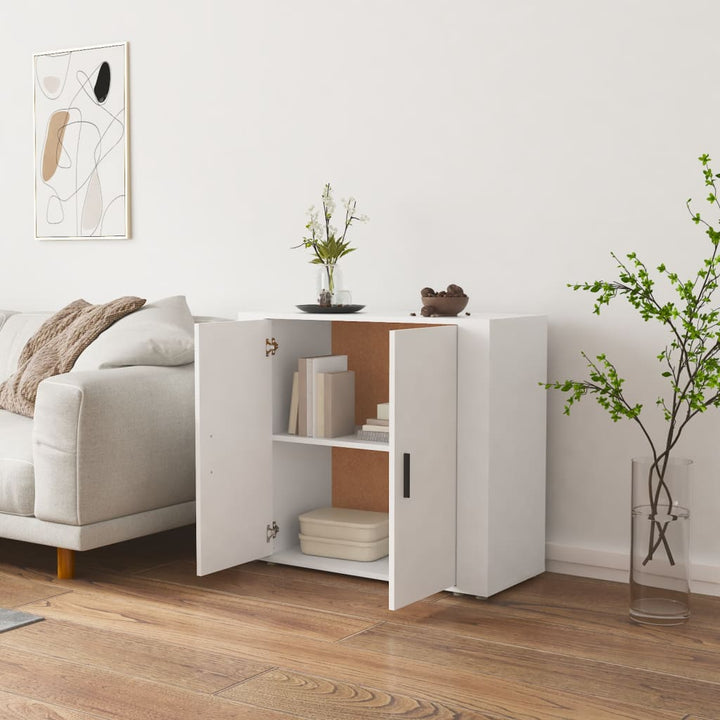 skænk 80x33x70 cm konstrueret træ hvid