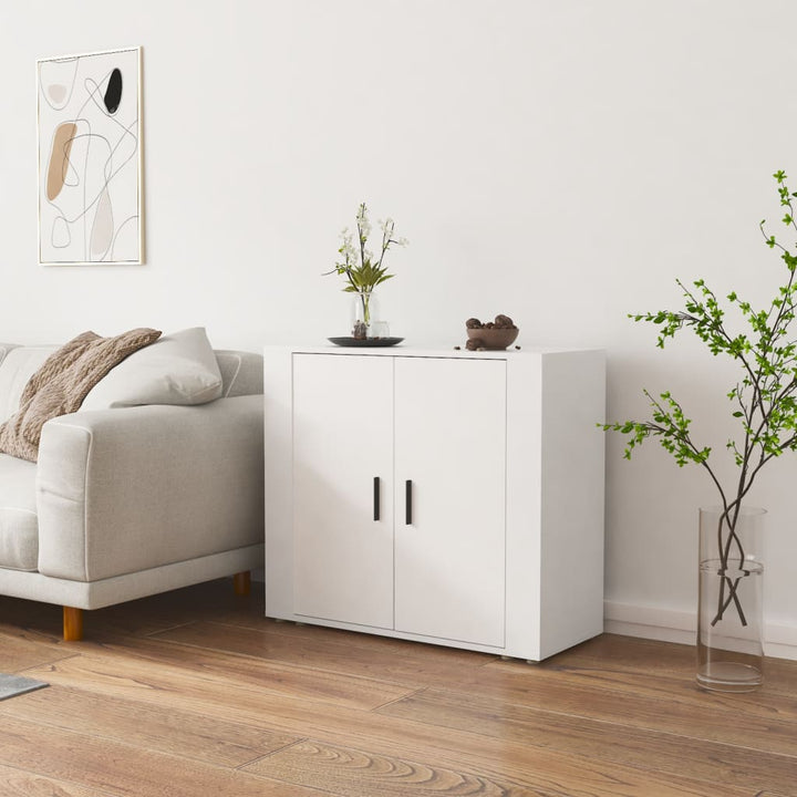 skænk 80x33x70 cm konstrueret træ hvid