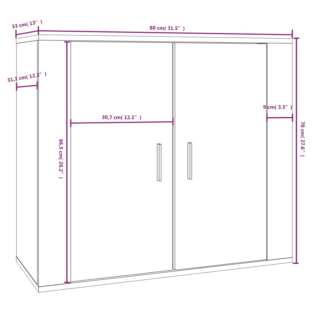 skænk 80x33x70 cm konstrueret træ betongrå