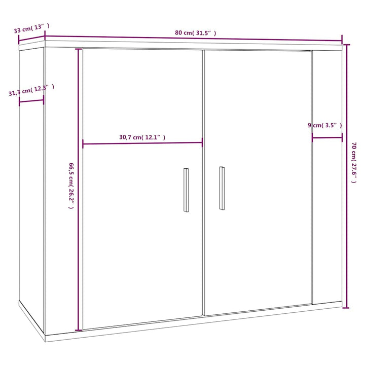 skænk 80x33x70 cm konstrueret træ betongrå
