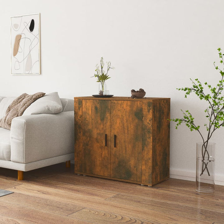 skænk 80x33x70 cm konstrueret træ røget egetræsfarve