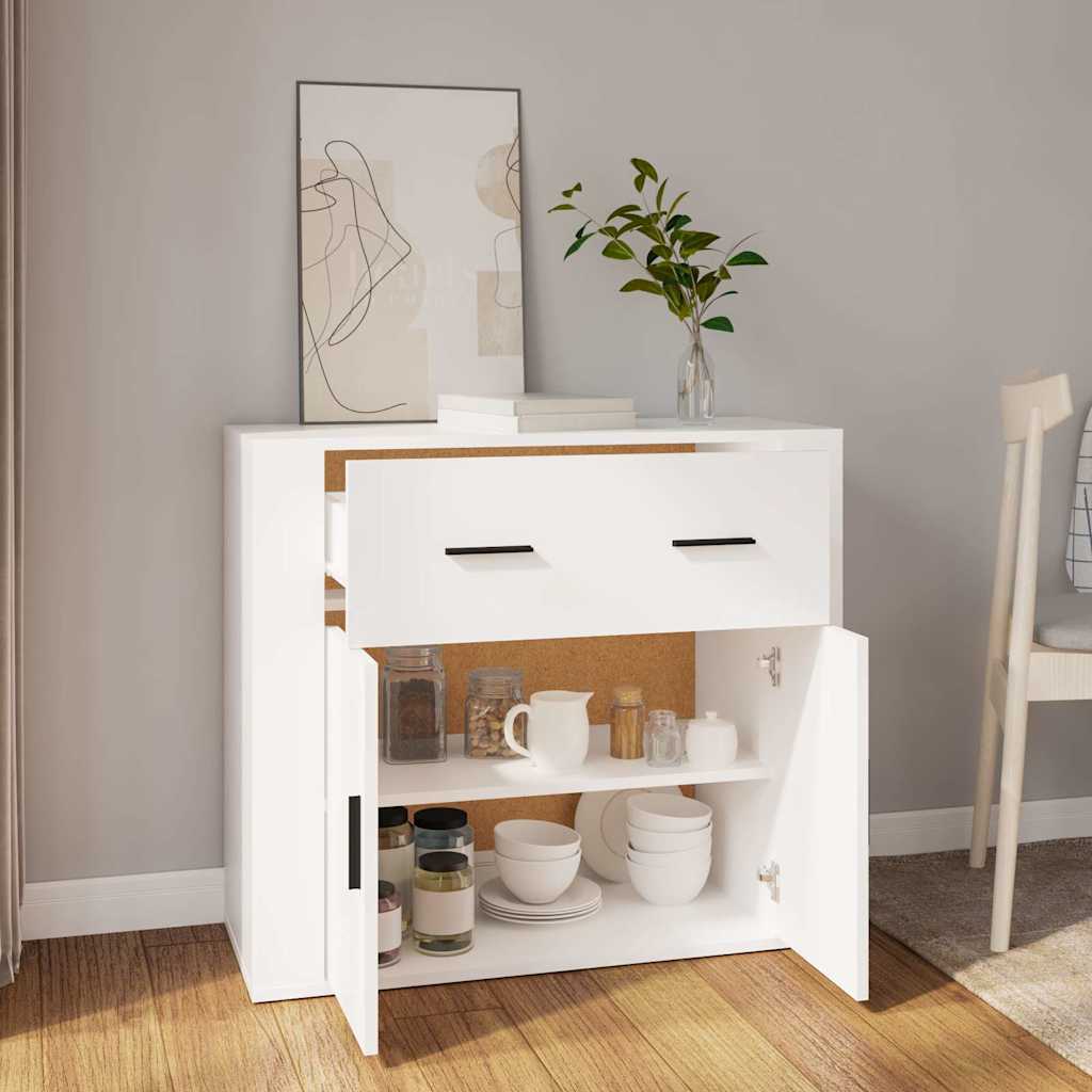 skænk 80x33x70 cm konstrueret træ hvid