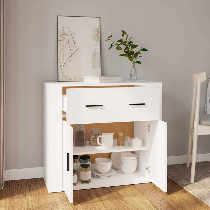 skænk 80x33x70 cm konstrueret træ hvid