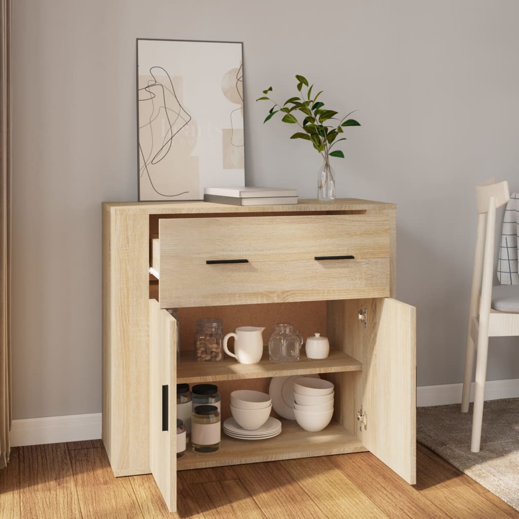 skænk 80x33x70 cm konstrueret træ sonoma-eg