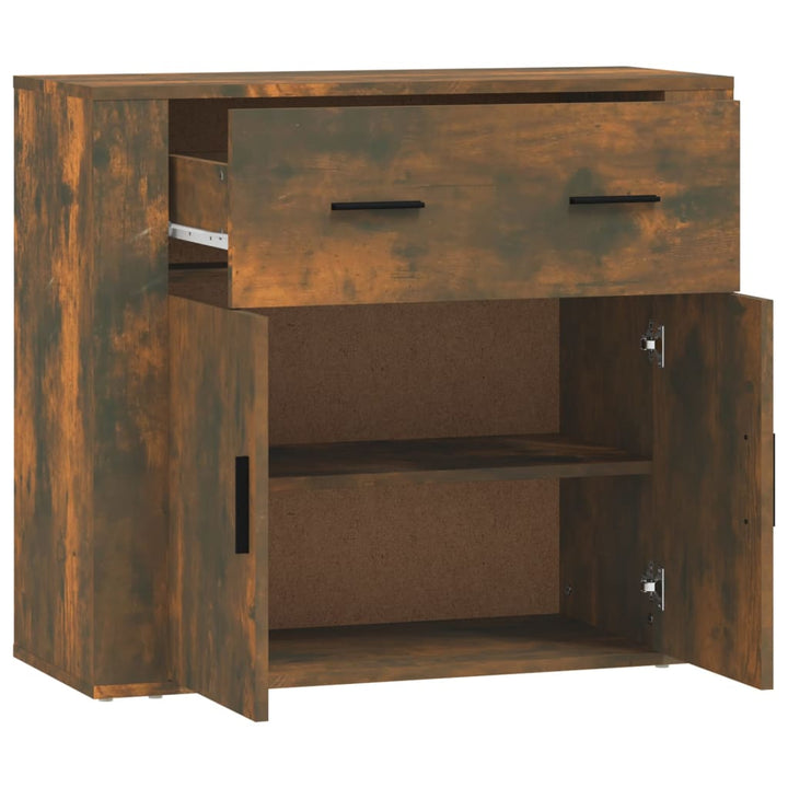 skænk 80x33x70 cm konstrueret træ røget egetræsfarve