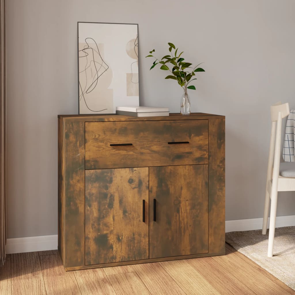 skænk 80x33x70 cm konstrueret træ røget egetræsfarve