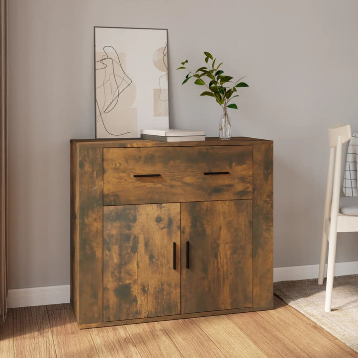skænk 80x33x70 cm konstrueret træ røget egetræsfarve
