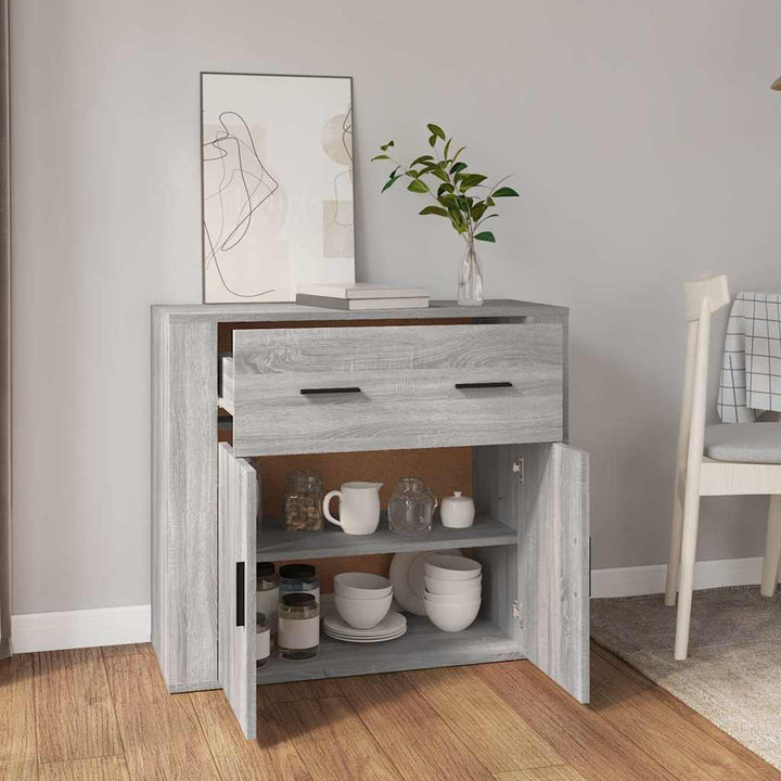 skænk 80x33x70 cm konstrueret træ grå sonoma-eg