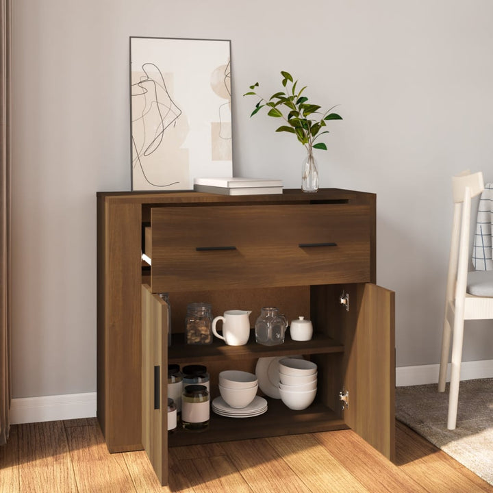 skænk 80x33x70 cm konstrueret træ brun egetræsfarve