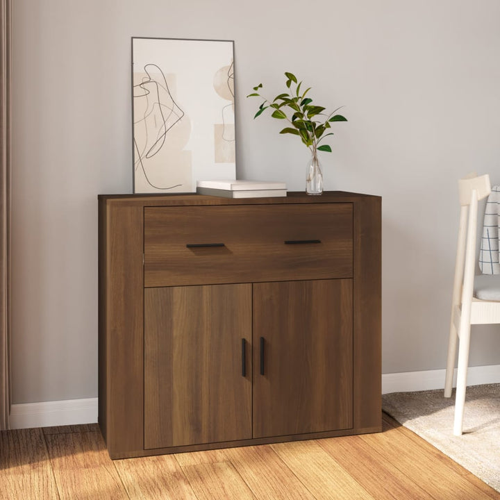 skænk 80x33x70 cm konstrueret træ brun egetræsfarve