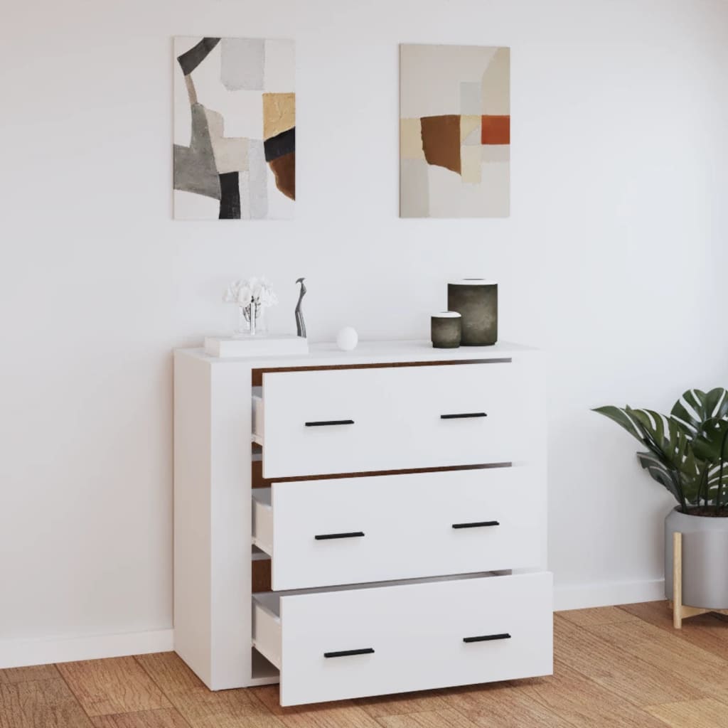 skænk 80x33x70 cm konstrueret træ hvid
