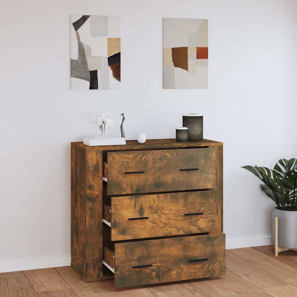 skænk 80x33x70 cm konstrueret træ røget egetræsfarve