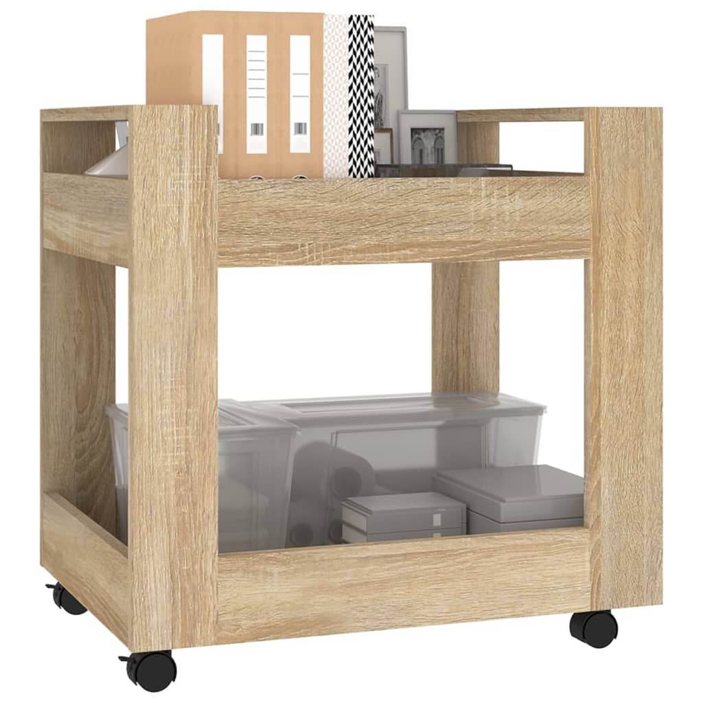kontorvogn 60x45x60 cm konstrueret træ sonoma-eg