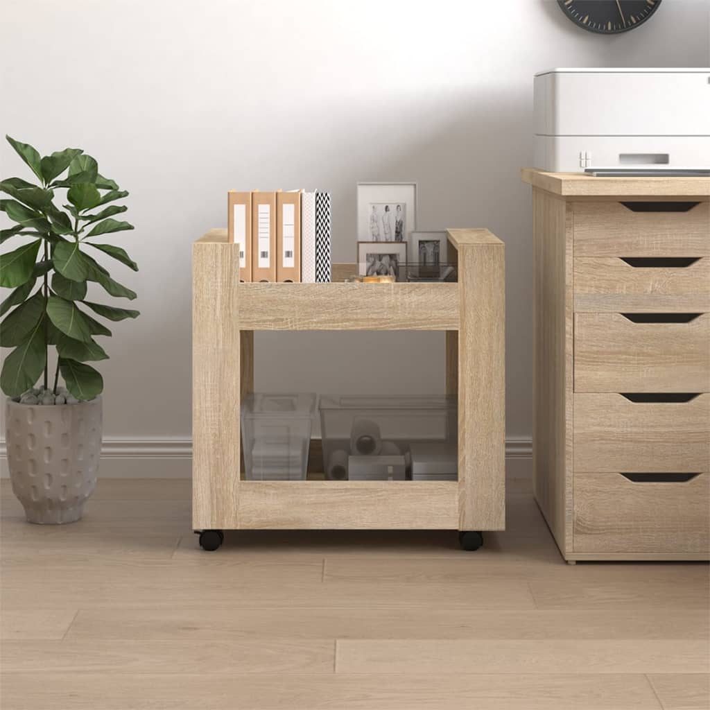 kontorvogn 60x45x60 cm konstrueret træ sonoma-eg