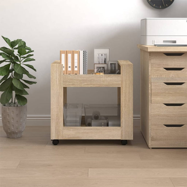 kontorvogn 60x45x60 cm konstrueret træ sonoma-eg