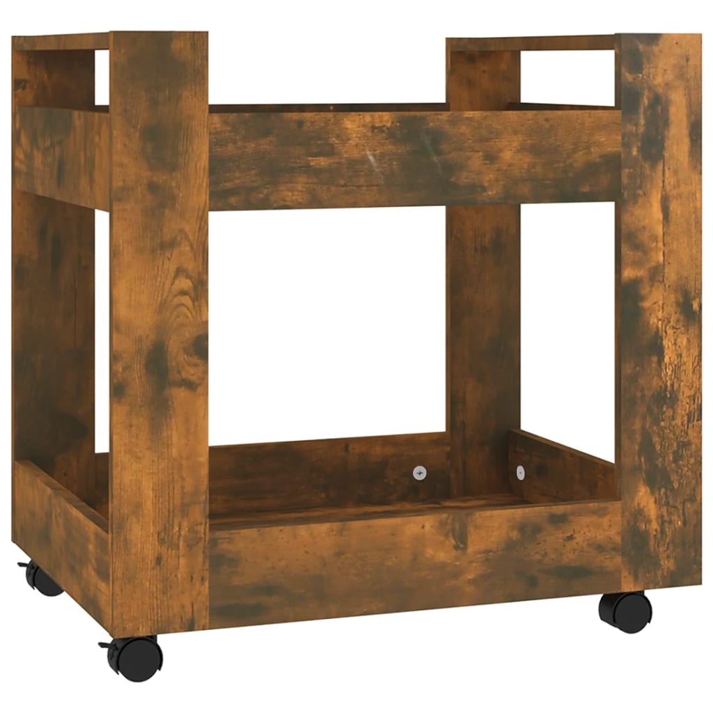 kontorvogn 60x45x60 cm konstrueret træ røget egetræsfarve