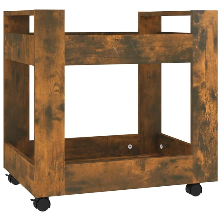 kontorvogn 60x45x60 cm konstrueret træ røget egetræsfarve