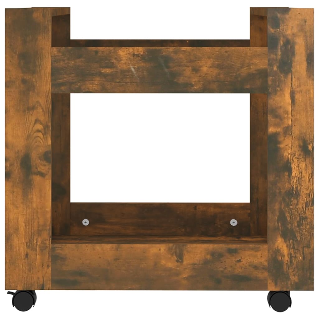 kontorvogn 60x45x60 cm konstrueret træ røget egetræsfarve