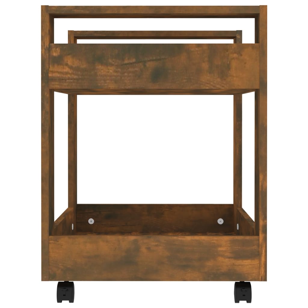 kontorvogn 60x45x60 cm konstrueret træ røget egetræsfarve